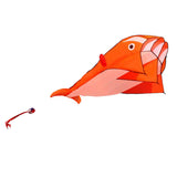 Maxbell Orange Dolphin Frameless Soft Parafoil Kite for Kids Adults Park Beach Play