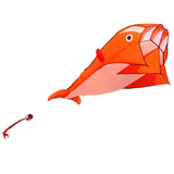 Maxbell Orange Dolphin Frameless Soft Parafoil Kite for Kids Adults Park Beach Play