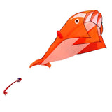 Maxbell Orange Dolphin Frameless Soft Parafoil Kite for Kids Adults Park Beach Play