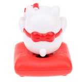Maxbell Solar Power Nodding Fortune Cat Animal Model Doll Kids Toy Home Decor D 2
