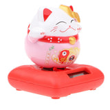 Maxbell Solar Power Nodding Fortune Cat Animal Figure Doll Kids Toy Home Decor C 1