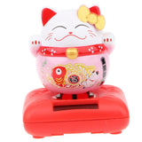 Maxbell Solar Power Nodding Fortune Cat Animal Figure Doll Kids Toy Home Decor C 1