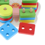 Maxbell Wooden Geometric Block Shapes Puzzle Stacking Montessori Intelligence Toys