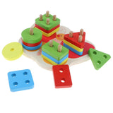 Maxbell Wooden Geometric Block Shapes Puzzle Stacking Montessori Intelligence Toys