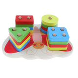 Maxbell Wooden Geometric Block Shapes Puzzle Stacking Montessori Intelligence Toys