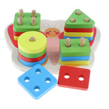 Maxbell Wooden Geometric Block Shapes Puzzle Stacking Montessori Intelligence Toys