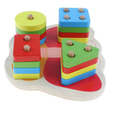 Maxbell Wooden Geometric Block Shapes Puzzle Stacking Montessori Intelligence Toys