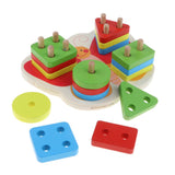 Maxbell Wooden Geometric Block Shapes Puzzle Stacking Montessori Intelligence Toys