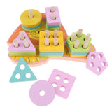 Maxbell Wooden Cartoon Lion Shape Match Building Blocks Kids Early Educational Toy