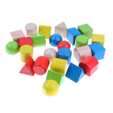 Maxbell Wooden Box of Montessori Geometric Building Block Color Shape Learning Toy
