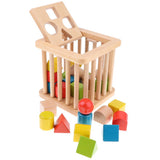 Maxbell Wooden Box of Montessori Geometric Building Block Color Shape Learning Toy