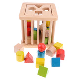 Maxbell Wooden Box of Montessori Geometric Building Block Color Shape Learning Toy