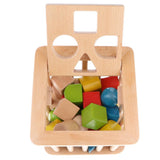 Maxbell Wooden Box of Montessori Geometric Building Block Color Shape Learning Toy