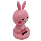 Maxbell Solar Power Noding Head Rabbit Animal Figurine Model Toy Home Decor Pink