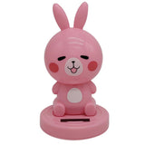 Maxbell Solar Power Noding Head Rabbit Animal Figurine Model Toy Home Decor Pink