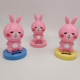 Maxbell Solar Power Noding Head Rabbit Animal Figurine Model Toy Home Decor Pink
