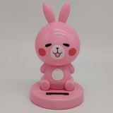 Maxbell Solar Power Noding Head Rabbit Animal Figurine Model Toy Home Decor Pink