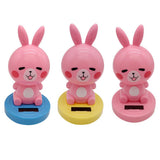 Maxbell Solar Power Noding Head Rabbit Animal Figurine Model Toy Home Decor Pink