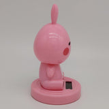 Maxbell Solar Power Noding Head Rabbit Animal Figurine Model Toy Home Decor Pink