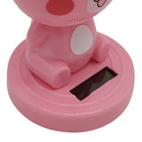 Maxbell Solar Power Noding Head Rabbit Animal Figurine Model Toy Home Decor Pink