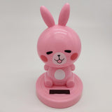 Maxbell Solar Power Noding Head Rabbit Animal Figurine Model Toy Home Decor Pink