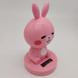 Maxbell Solar Power Noding Head Rabbit Animal Figurine Model Toy Home Decor Pink
