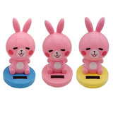 Maxbell Solar Power Noding Head Rabbit Animal Figurine Model Toy Home Decor Pink