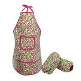 Maxbell KidGardening Tools, Garden Tool Set Shovel, Rake, Trowel and Kids Waterproof Apron Oversleeve Kits Outdoor Yard Flower Planted Toy - Floral