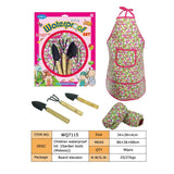 Maxbell KidGardening Tools, Garden Tool Set Shovel, Rake, Trowel and Kids Waterproof Apron Oversleeve Kits Outdoor Yard Flower Planted Toy - Floral