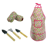Maxbell KidGardening Tools, Garden Tool Set Shovel, Rake, Trowel and Kids Waterproof Apron Oversleeve Kits Outdoor Yard Flower Planted Toy - Floral