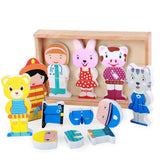 Max Wooden Magnetic Cartoon Animals People Matching Game Kids Toy Education