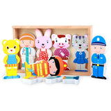 Max Wooden Magnetic Cartoon Animals People Matching Game Kids Toy Education