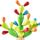 Max Wooden Cactus Alphabet Blocks Stacking Balance Beam Kids Early Learning Toy