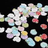 Maxbell 100pcs Cute Mixed Color Apple 2 Holes Wooden Buttons Crafts Embellishment