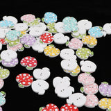 Maxbell 100pcs Cute Mixed Color Apple 2 Holes Wooden Buttons Crafts Embellishment