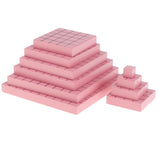 Maxbell Montessori Mathematics Material Toy - Pink Wooden Cubic Tower Blocks Set