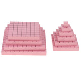 Maxbell Montessori Mathematics Material Toy - Pink Wooden Cubic Tower Blocks Set