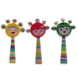 Max Orff Instrument Cute Wood Hand Jingle Bell Rattle Drum Kids Sound Toy Yellow