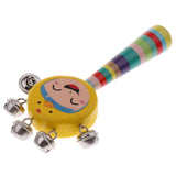 Max Orff Instrument Cute Wood Hand Jingle Bell Rattle Drum Kids Sound Toy Yellow