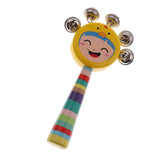 Max Orff Instrument Cute Wood Hand Jingle Bell Rattle Drum Kids Sound Toy Yellow