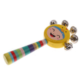 Max Orff Instrument Cute Wood Hand Jingle Bell Rattle Drum Kids Sound Toy Yellow