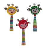 Max Orff Instrument Cute Wood Hand Jingle Bell Rattle Drum Kids Sound Toy Yellow