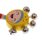 Max Orff Instrument Cute Wood Hand Jingle Bell Rattle Drum Kids Sound Toy Yellow