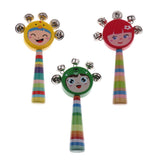 Max Orff Instrument Cute Wood Hand Jingle Bell Rattle Drum Kids Sound Toy Yellow