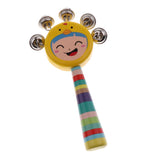 Max Orff Instrument Cute Wood Hand Jingle Bell Rattle Drum Kids Sound Toy Yellow