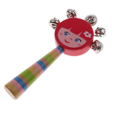 Max Orff Instrument Cute Wood Hand Jingle Bell Rattle Drum Kids Sound Toy Red