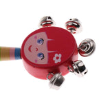 Max Orff Instrument Cute Wood Hand Jingle Bell Rattle Drum Kids Sound Toy Red