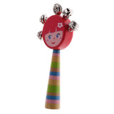 Max Orff Instrument Cute Wood Hand Jingle Bell Rattle Drum Kids Sound Toy Red