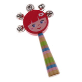 Max Orff Instrument Cute Wood Hand Jingle Bell Rattle Drum Kids Sound Toy Red