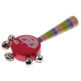 Max Orff Instrument Cute Wood Hand Jingle Bell Rattle Drum Kids Sound Toy Red